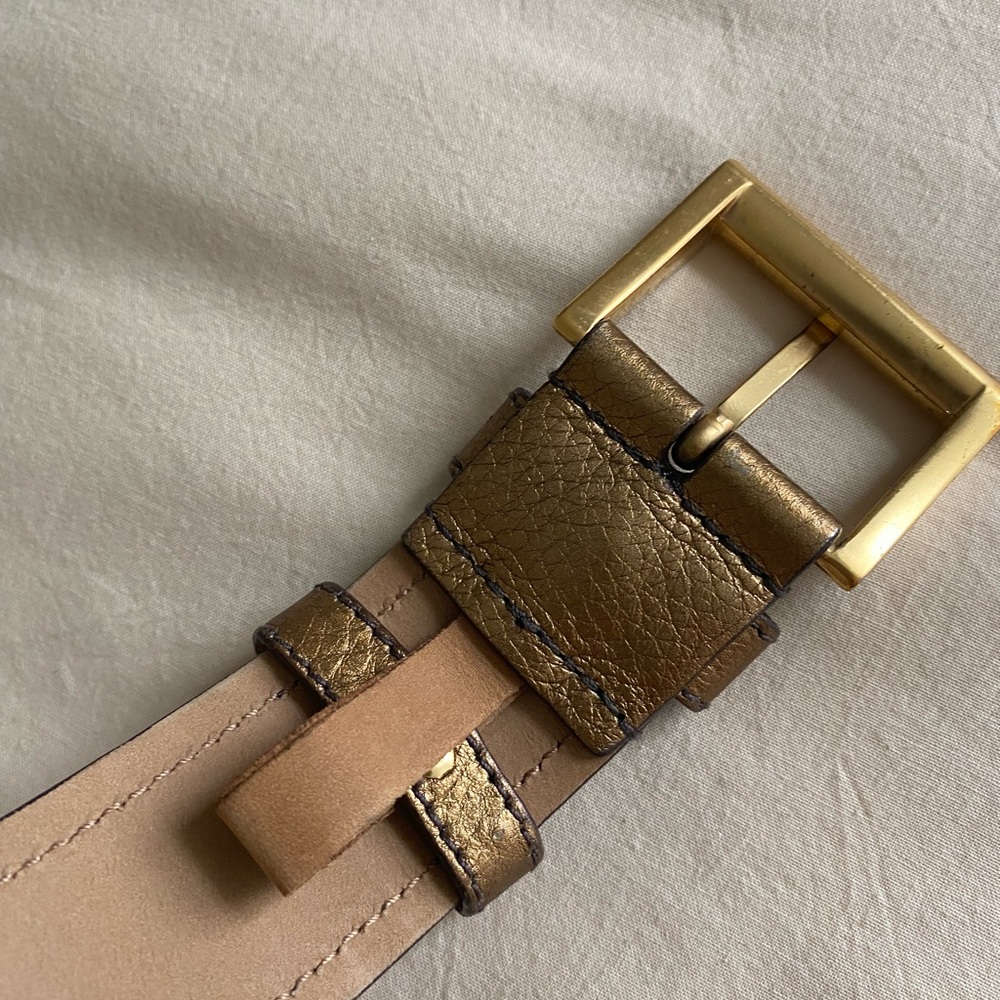 Prada Gold Leather Metallic Belt | Size 32/80 - Picture 7 of 12